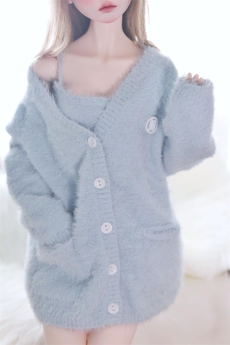Oueneifs Doll Clothes Set for BJD, Resin Toy Doll Accessories Cardigan+ Vest+ Pants (Blue, for 1/3 BJD Doll) - Image 5